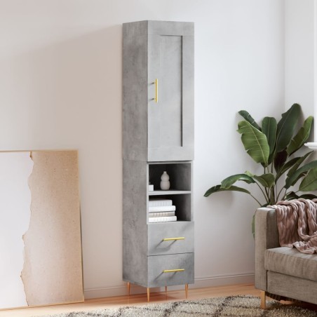 vidaXL Highboard Betongrau 34,5x34x180 cm Holzwerkstoff
