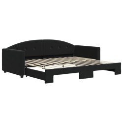vidaXL Tagesbett Ausziehbar Schwarz 90x200 cm Samt