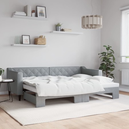 vidaXL Tagesbett Ausziehbar Hellgrau 80x200 cm Stoff