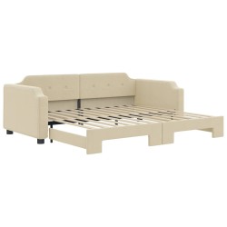 vidaXL Tagesbett Ausziehbar Creme 80x200 cm Stoff