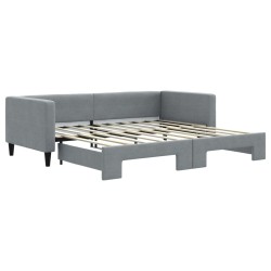vidaXL Tagesbett Ausziehbar Hellgrau 90x190 cm Stoff