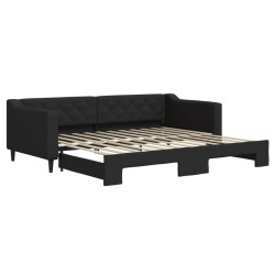 vidaXL Tagesbett Ausziehbar Schwarz 90x200 cm Stoff