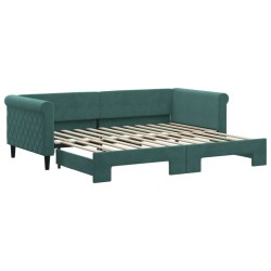 vidaXL Tagesbett Ausziehbar Dunkelgrün 90x200 cm Samt