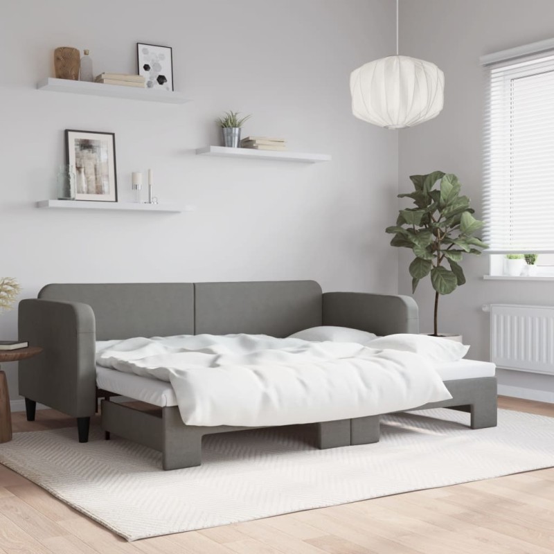 vidaXL Tagesbett Ausziehbar Dunkelgrau 80x200 cm Stoff vidaXL Tagesbett Ausziehbar Dunkelgrau 80x200 cm Stoff