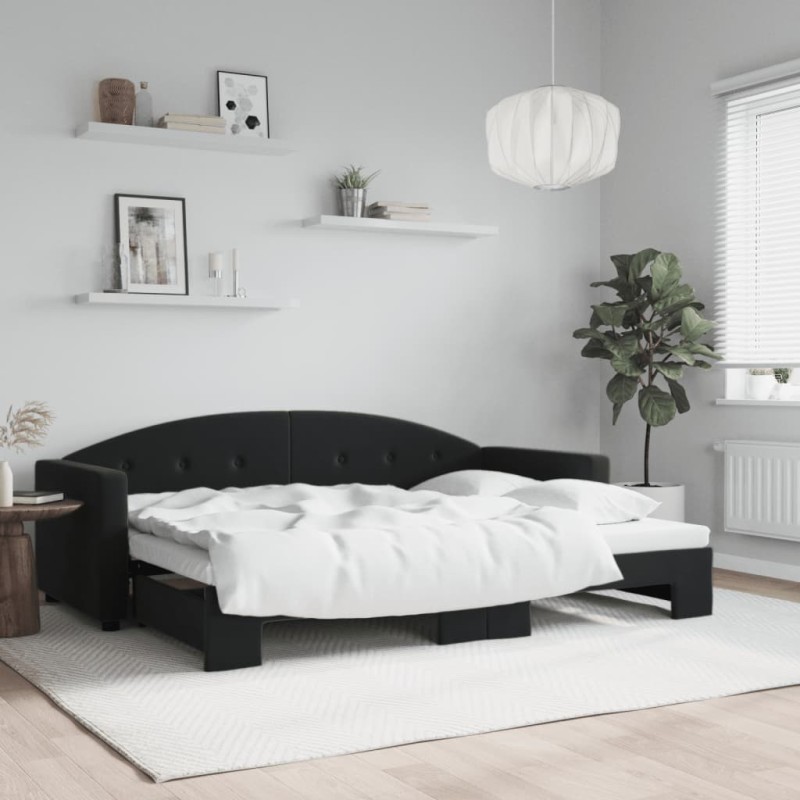 vidaXL Tagesbett Ausziehbar Schwarz 80x200 cm Samt vidaXL Tagesbett Ausziehbar Schwarz 80x200 cm Samt