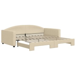 vidaXL Tagesbett Ausziehbar Creme 100x200 cm Stoff
