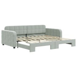 vidaXL Tagesbett Ausziehbar Hellgrau 90x190 cm Samt