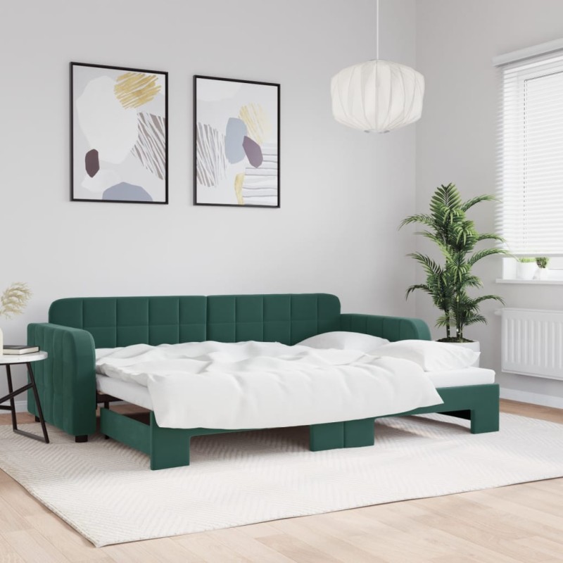 vidaXL Tagesbett Ausziehbar Dunkelgrün 80x200 cm Samt vidaXL Tagesbett Ausziehbar Dunkelgrün 80x200 cm Samt