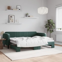 vidaXL Tagesbett Ausziehbar Dunkelgrün 80x200 cm Samt