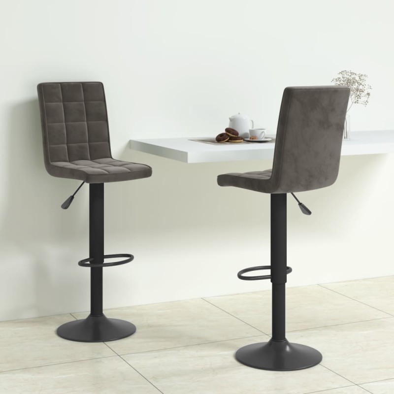 Barhocker 2 Stk. Dunkelgrau Samt Barhocker 2 Stk. Dunkelgrau Samt
