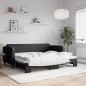 vidaXL Tagesbett Ausziehbar Schwarz 80x200 cm Stoff vidaXL Tagesbett Ausziehbar Schwarz 80x200 cm Stoff