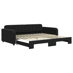 vidaXL Tagesbett Ausziehbar Schwarz 100x200 cm Samt