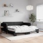 vidaXL Tagesbett Ausziehbar Schwarz 100x200 cm Stoff vidaXL Tagesbett Ausziehbar Schwarz 100x200 cm Stoff