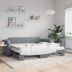 vidaXL Tagesbett Ausziehbar Hellgrau 100x200 cm Stoff