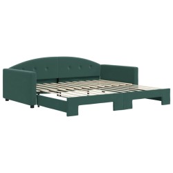 vidaXL Tagesbett Ausziehbar Dunkelgrün 100x200 cm Samt