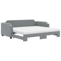 vidaXL Tagesbett Ausziehbar mit Matratze Hellgrau 100x200 cm Stoff
