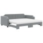 vidaXL Tagesbett Ausziehbar mit Matratze Hellgrau 100x200 cm Stoff vidaXL Tagesbett Ausziehbar mit Matratze Hellgrau 100x200 cm Stoff