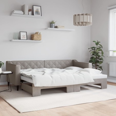 vidaXL Tagesbett Ausziehbar Taupe 80x200 cm Stoff