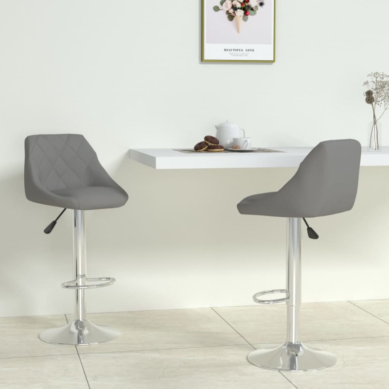 Barhocker 2 Stk. Grau Kunstleder Barhocker 2 Stk. Grau Kunstleder