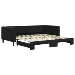 vidaXL Tagesbett Ausziehbar Schwarz 100x200 cm Samt