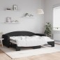 vidaXL Tagesbett Ausziehbar Schwarz 90x200 cm Stoff vidaXL Tagesbett Ausziehbar Schwarz 90x200 cm Stoff