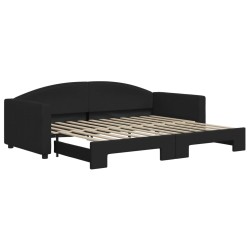 vidaXL Tagesbett Ausziehbar Schwarz 90x200 cm Stoff