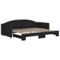 vidaXL Tagesbett Ausziehbar Schwarz 90x200 cm Stoff vidaXL Tagesbett Ausziehbar Schwarz 90x200 cm Stoff