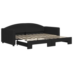 vidaXL Tagesbett Ausziehbar Schwarz 90x190 cm Stoff