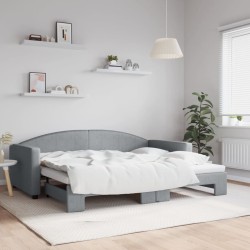 vidaXL Tagesbett Ausziehbar Hellgrau 90x200 cm Stoff