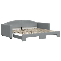 vidaXL Tagesbett Ausziehbar Hellgrau 90x200 cm Stoff