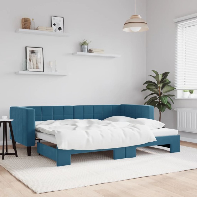 vidaXL Tagesbett Ausziehbar Blau 80x200 cm Samt vidaXL Tagesbett Ausziehbar Blau 80x200 cm Samt