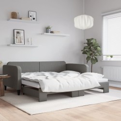 vidaXL Tagesbett Ausziehbar Dunkelgrau 90x190 cm Stoff