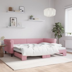 vidaXL Tagesbett Ausziehbar Rosa 90x200 cm Samt