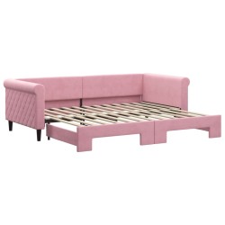 vidaXL Tagesbett Ausziehbar Rosa 90x200 cm Samt