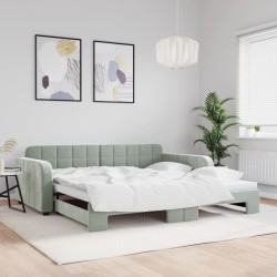 vidaXL Tagesbett Ausziehbar Hellgrau 100x200 cm Samt