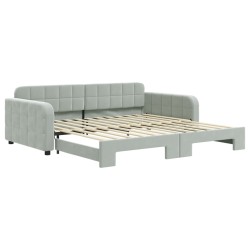 vidaXL Tagesbett Ausziehbar Hellgrau 100x200 cm Samt
