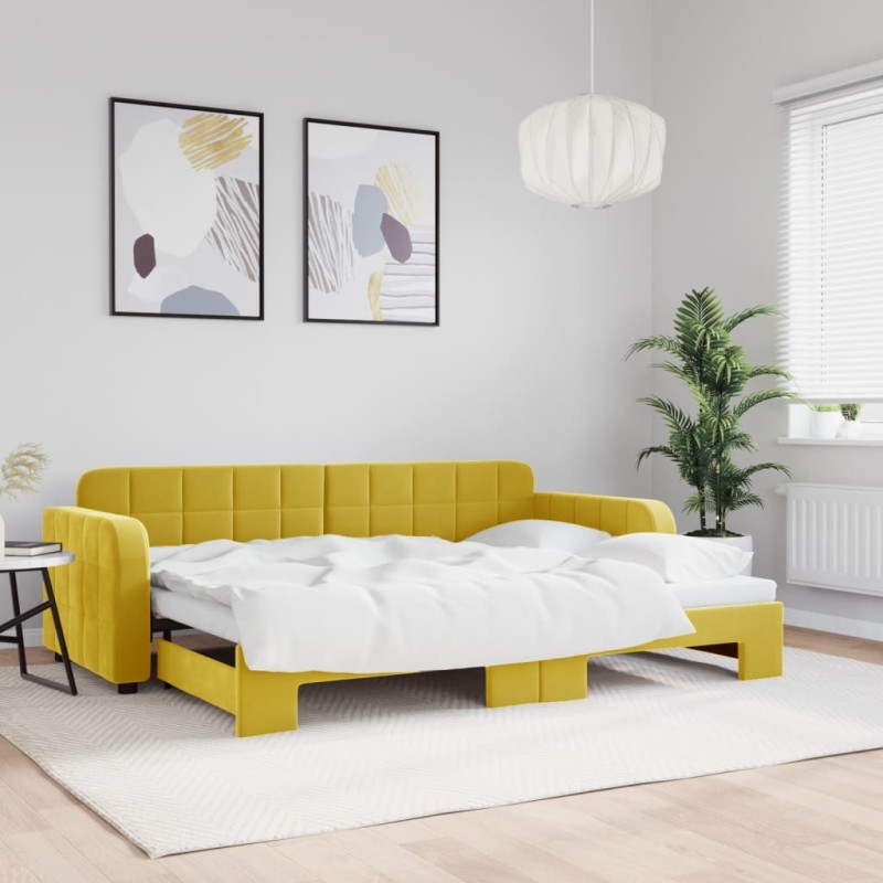 vidaXL Tagesbett Ausziehbar Gelb 80x200 cm Samt vidaXL Tagesbett Ausziehbar Gelb 80x200 cm Samt