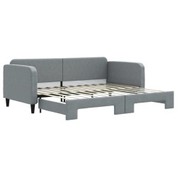 vidaXL Tagesbett Ausziehbar Hellgrau 90x200 cm Stoff