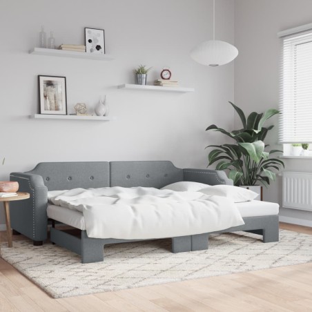 vidaXL Tagesbett Ausziehbar Hellgrau 90x200 cm Stoff