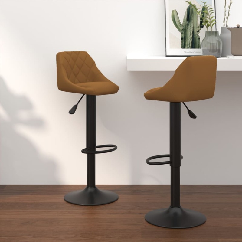 Barhocker 2 Stk. Braun Samt Barhocker 2 Stk. Braun Samt