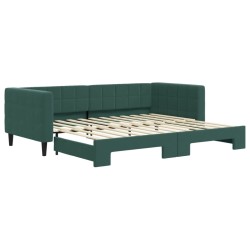vidaXL Tagesbett Ausziehbar Dunkelgrün 90x200 cm Samt