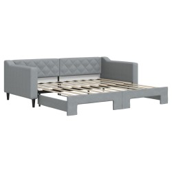 vidaXL Tagesbett Ausziehbar Hellgrau 90x190 cm Stoff