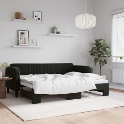 vidaXL Tagesbett Ausziehbar Schwarz 80x200 cm Samt