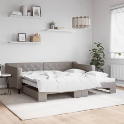 vidaXL Tagesbett Ausziehbar Taupe 100x200 cm Stoff