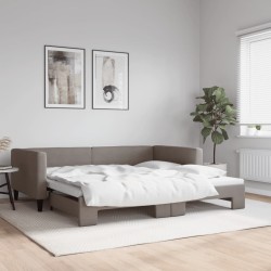 vidaXL Tagesbett Ausziehbar Taupe 100x200 cm Stoff
