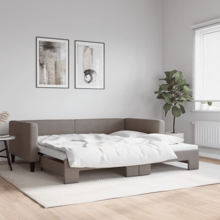 vidaXL Tagesbett Ausziehbar Taupe 100x200 cm Stoff