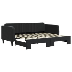 vidaXL Tagesbett Ausziehbar Schwarz 90x200 cm Samt