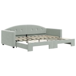 vidaXL Tagesbett Ausziehbar Hellgrau 90x190 cm Samt