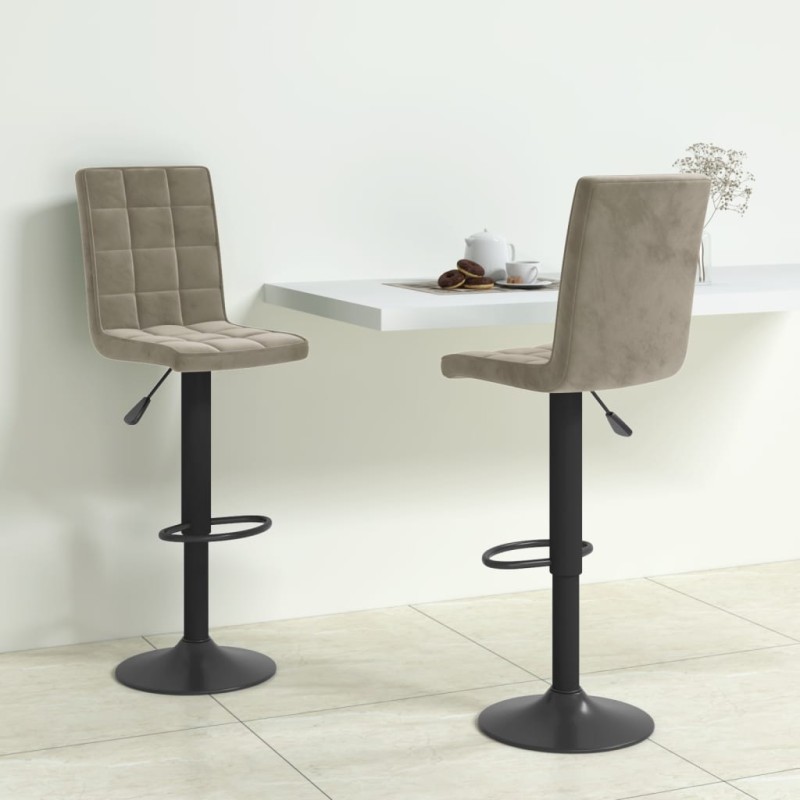 Barhocker 2 Stk. Hellgrau Samt Barhocker 2 Stk. Hellgrau Samt