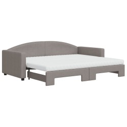 vidaXL Tagesbett Ausziehbar mit Matratzen Taupe 90x200 cm Stoff
